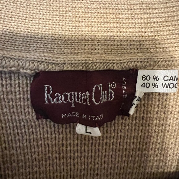 Racquet Club Grandpa Sweater with suede patches on elbows Size Large - Picture 2 of 14